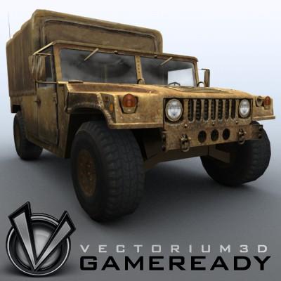 3D Model of Low poly model of HUMVEE with one 1024x1024 diffusion/opacity TGA texture - 3D Render 4